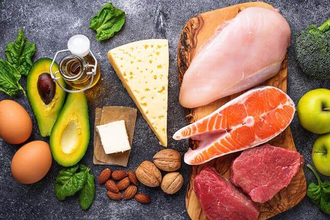 Dieta diety niskowęglowodanowej składa się z produktów zawierających białka zwierzęce i roślinne z tłuszczami. 